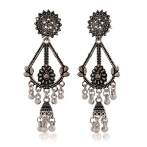 Women's Handmade Traditional Jhumki With Moon Chandbali Design Ethnic Wedding Wear Earrings For Women