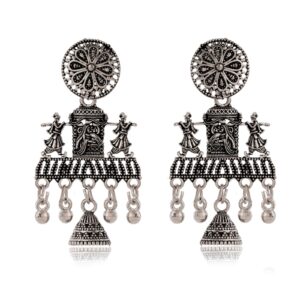 Women's Indian Traditional AZ838-OXidised Silver Earrings For Women | Doli Wedding Theme Jumka Wedding Wear