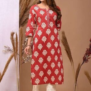 Women’s Rayon Printed Straight Kurta With Pant Set