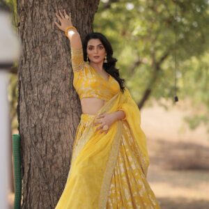 Designer Pure Viscose Jacquard Embroidered Lehenga Choli with Dupatta