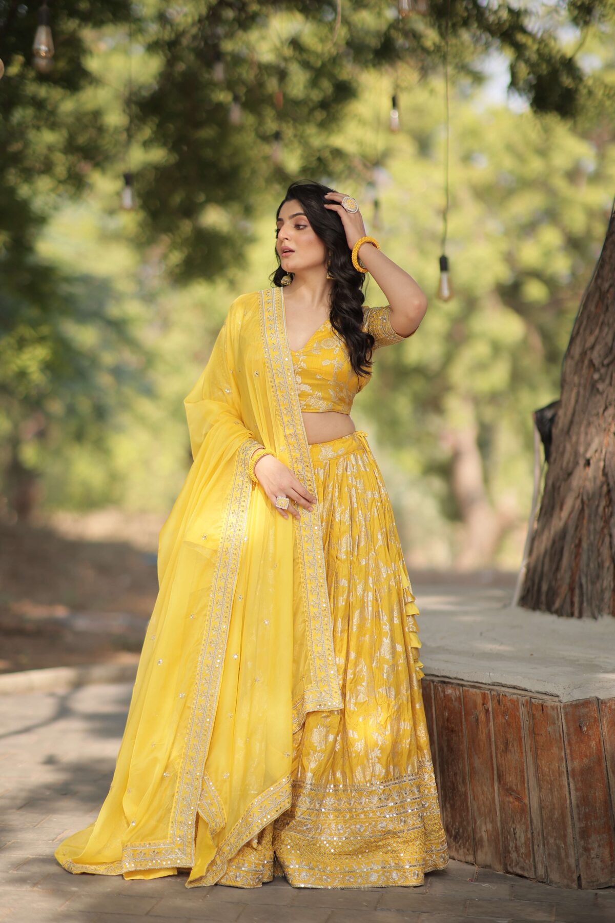 Designer Pure Viscose Jacquard Embroidered Lehenga Choli with Dupatta - Image 4
