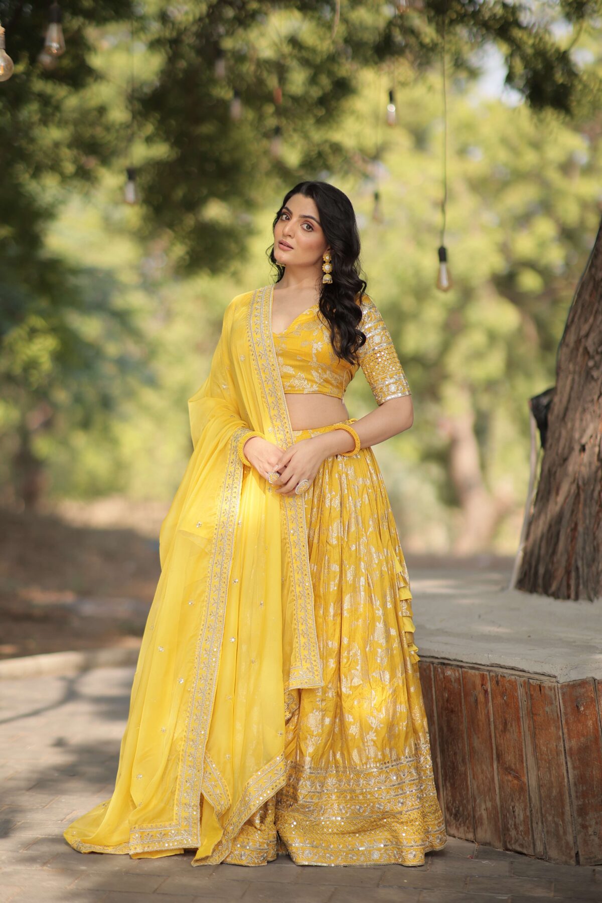 Designer Pure Viscose Jacquard Embroidered Lehenga Choli with Dupatta - Image 5