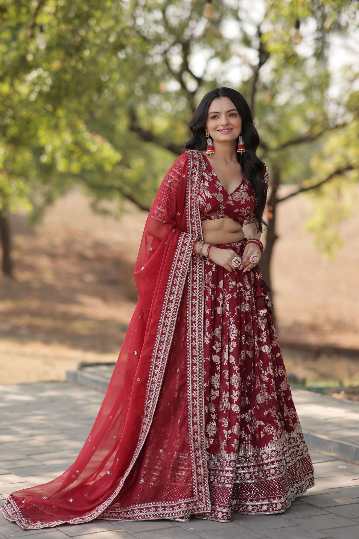 Designer Pure Viscose Jacquard Embroidered Lehenga Choli with Dupatta - Image 16